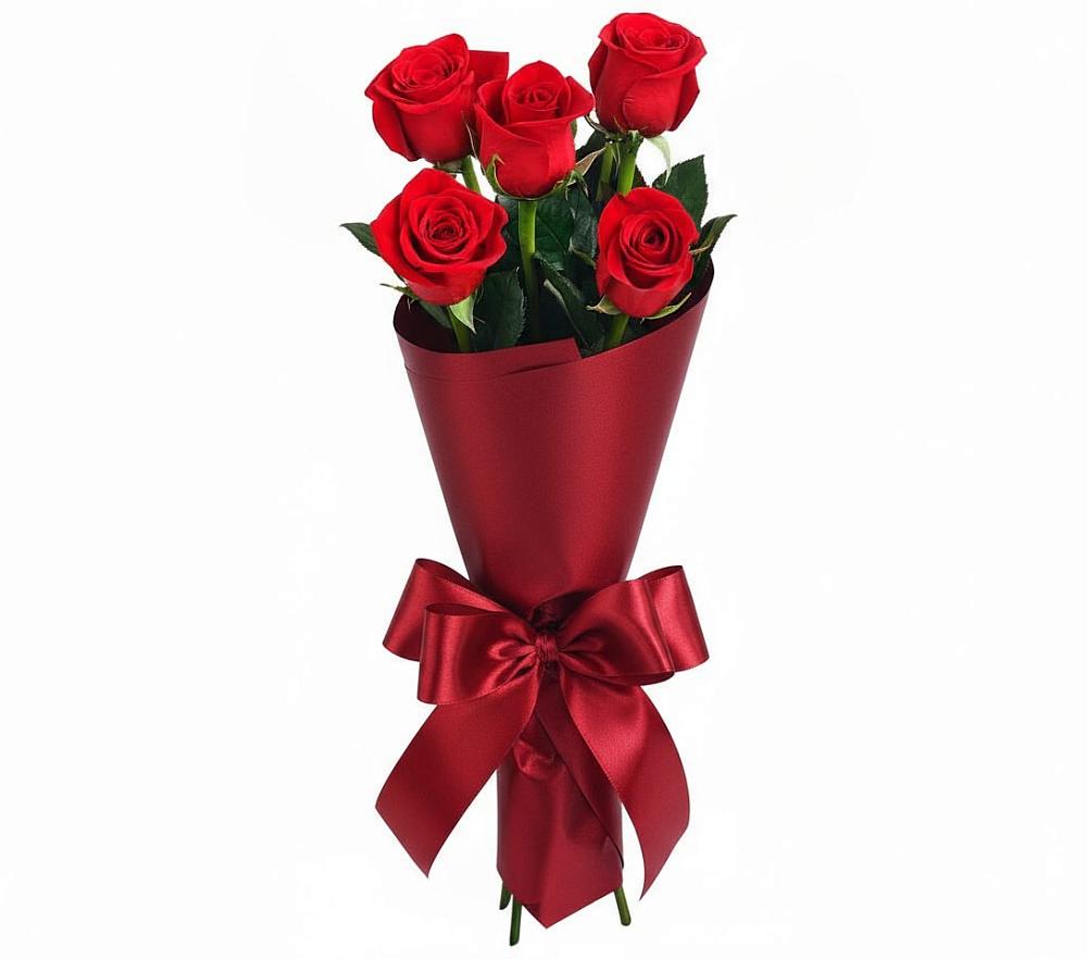 Букет 5 Красных роз Эдлесс Лав в Кижинге