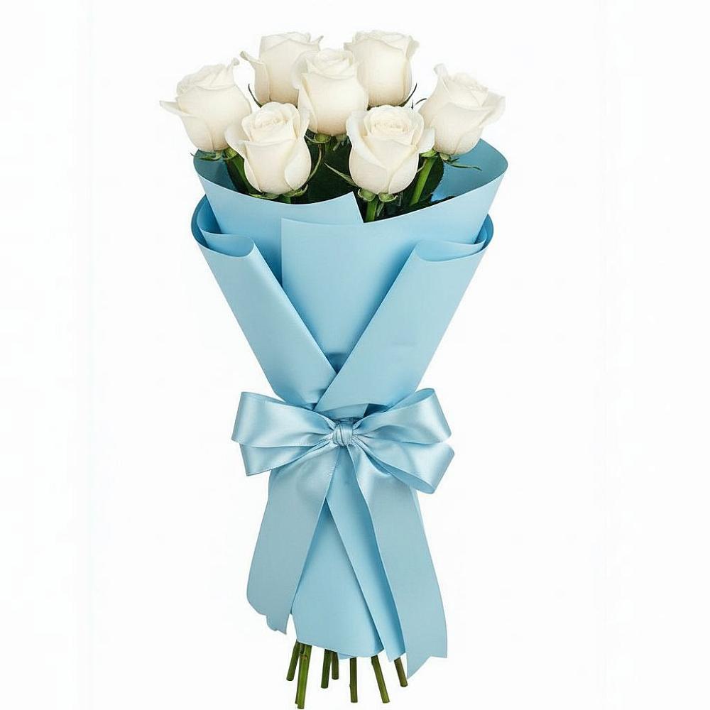 Букет 7 белых роз Проуд в Кижинге