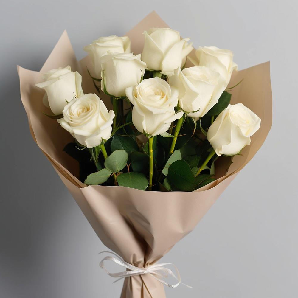 Букет 9 Белых роз Эдлесс Лав в Кижинге