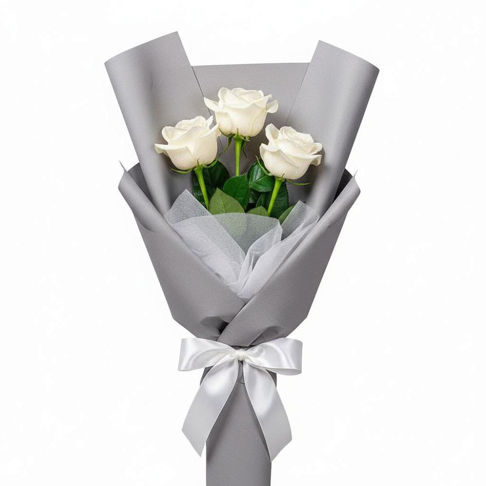 Букет 3 белые розы в Кижинге