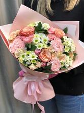 Букет нежные объятья в Кижинге Букет цветов из: Гвоздики, Розы и Хризантемы в Кижинге