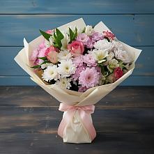 Букет цветов из:  Хризантемы, Альстромерии и Розы в Кижинге