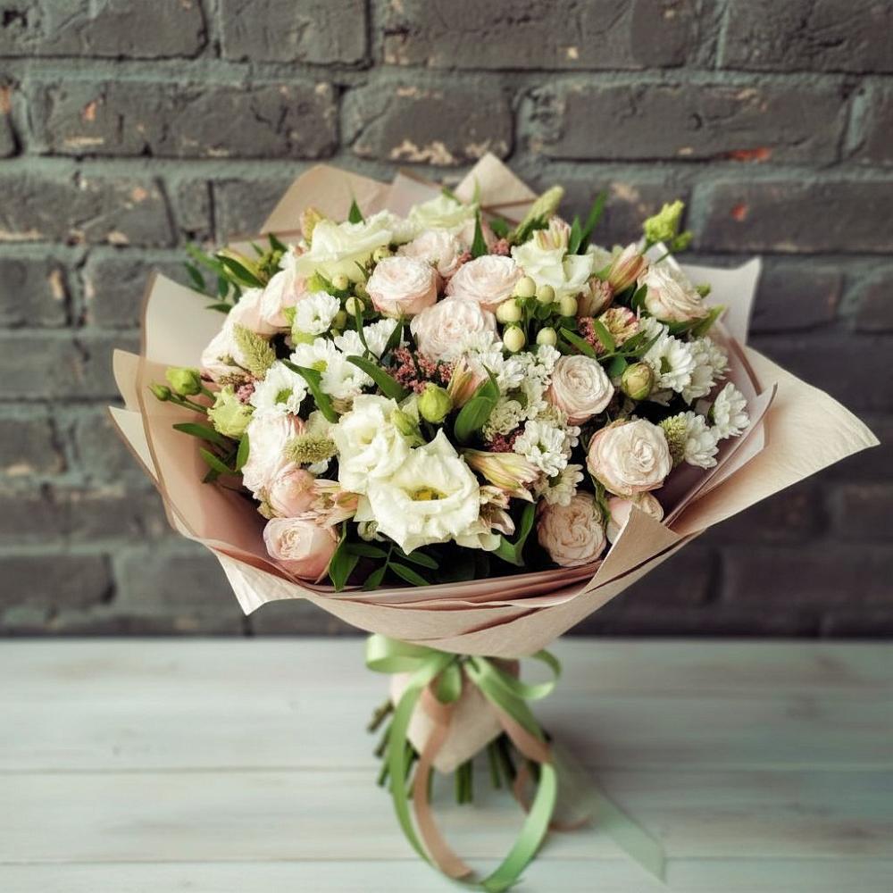 Букет цветов из: Альстромерии, Розы и Хризантемы в Кижинге