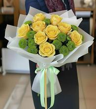 Букет цветов из:  Хризантемы и Розы #REPLACE_PRED# Кижинге