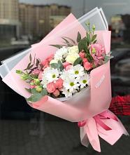 Букет цветов из:  Розы, Лизиантусы и Хризантемы в Кижинге
