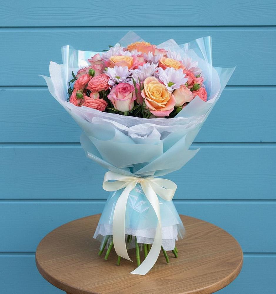 Букет цветов из: Хризантемы и Розы в Кижинге