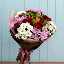Букет цветов из:  Розы, Хризантемы и Альстромерии в Кижинге