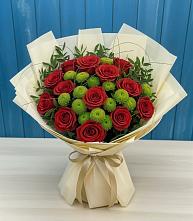 Букет цветов из:  Розы и Хризантемы #REPLACE_PRED# Кижинге